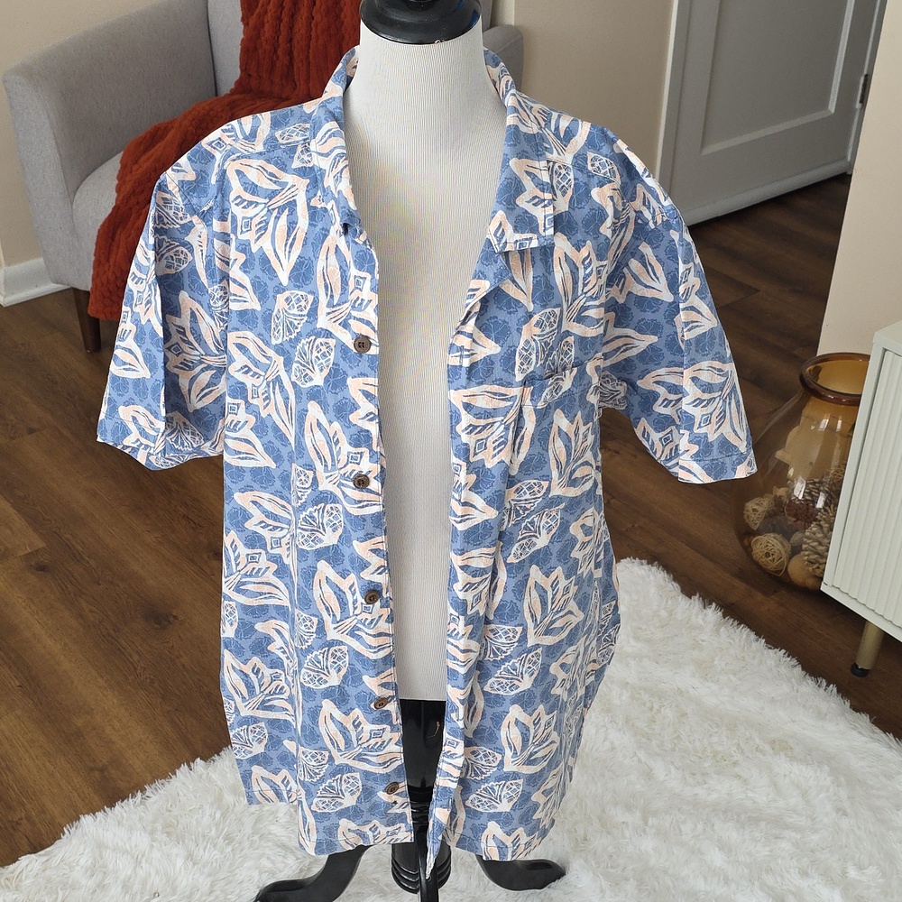 Patagonia Men's Pataloha® Shirt - Blue & White - Short Sleeve - Size XXL